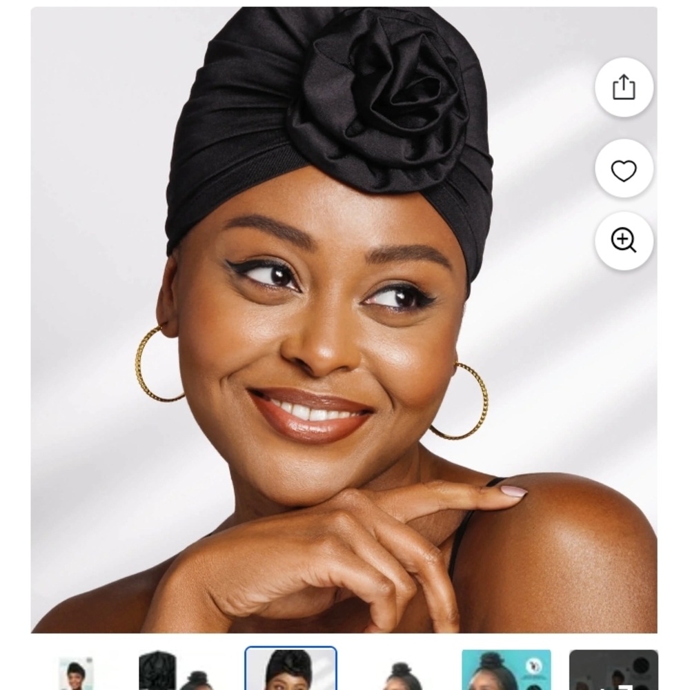 Kiss Black Turban with Floral Detail